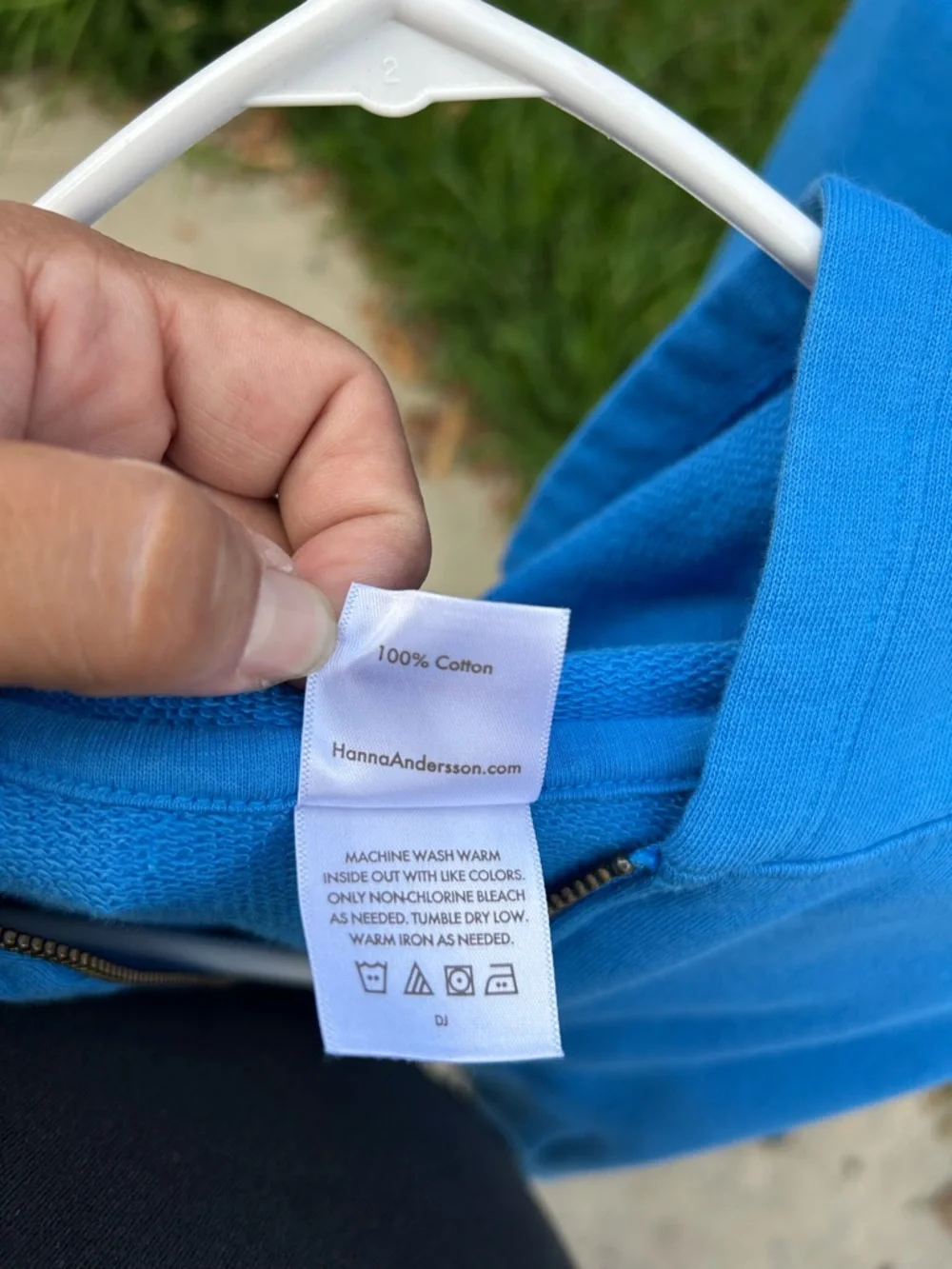 Hanna Andersson Blue Hoodie & Pants Set with Rainbow Trim